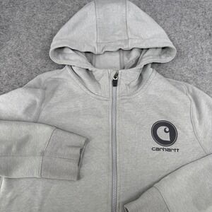 Carhartt Force Full Zip Hoodie Lined Fleece Youth Large 12-14‎ Gray Vented READ